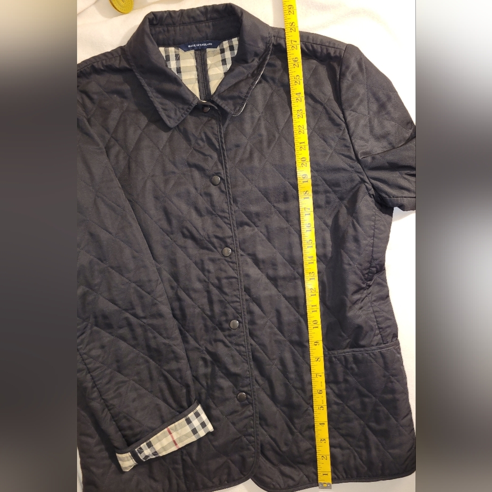 Burberry London Black Quilted Nova Check Snap Close Front Pockets Sz Lg Reg - Picture 6 of 12